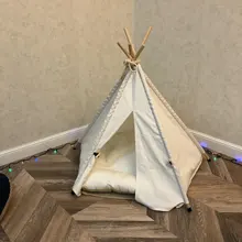 Cat Bed House Teepee Cushion Pet-Tent Puppy Available Outdoor Portable For Dog with Thick