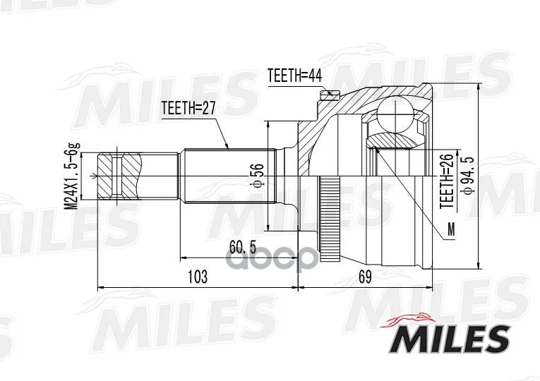 Шрус Nissan Primera 2.0/2.0 02- Нар. Miles Ga20323 Miles арт. GA20323