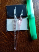 Uds paquete seguro de vidrio Vintage Dip inmersión sostenedor de la pluma firma de tinta plumas fuente de cristal hecho a mano Dip pluma fuente