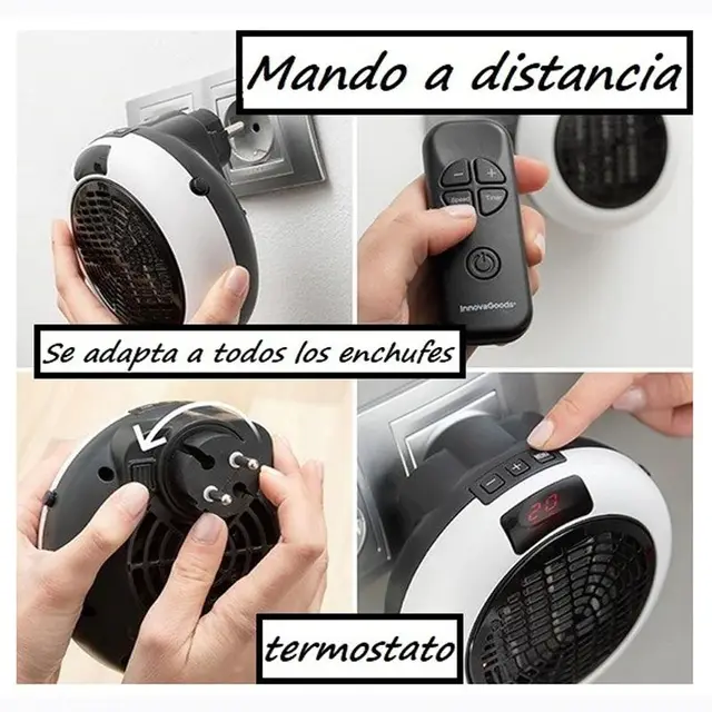 WONDER HEATER PRO 1350W Calefactor pared alta potencia Baño Habitacion  Mando distancia Programador 2 velocidades Calentador TV