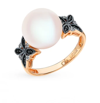 

Gold ring with cubic zirconia and pearls sunlight sample 585