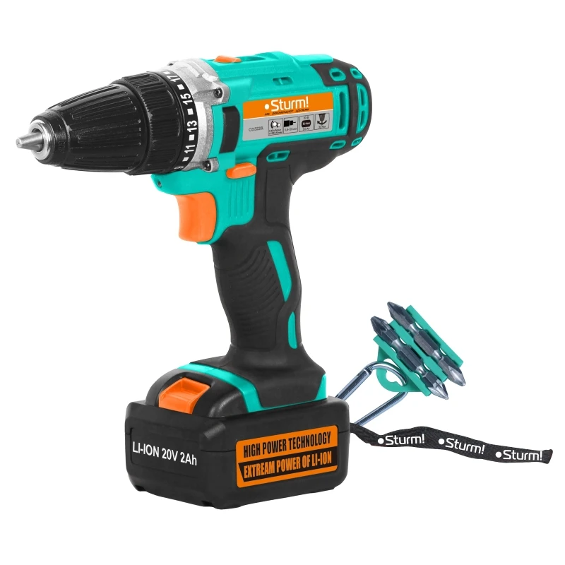 CD3220L Аккумуляторная дрель Sturm! 20 V, li-ion, 2 скорости, 2 аккумулятора, 2,0 Aч