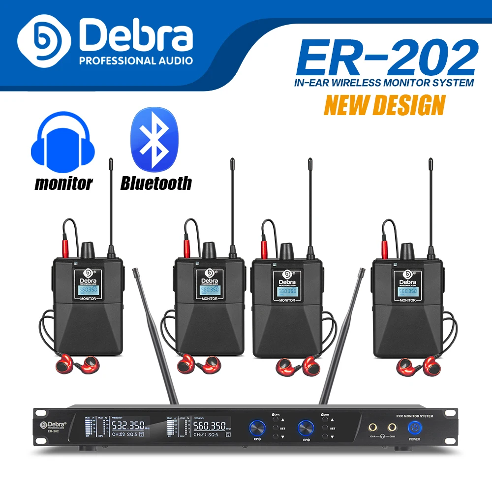 Высокое качество! Debra ER 202 Professional UHF беспроводная система ушных мониторов с