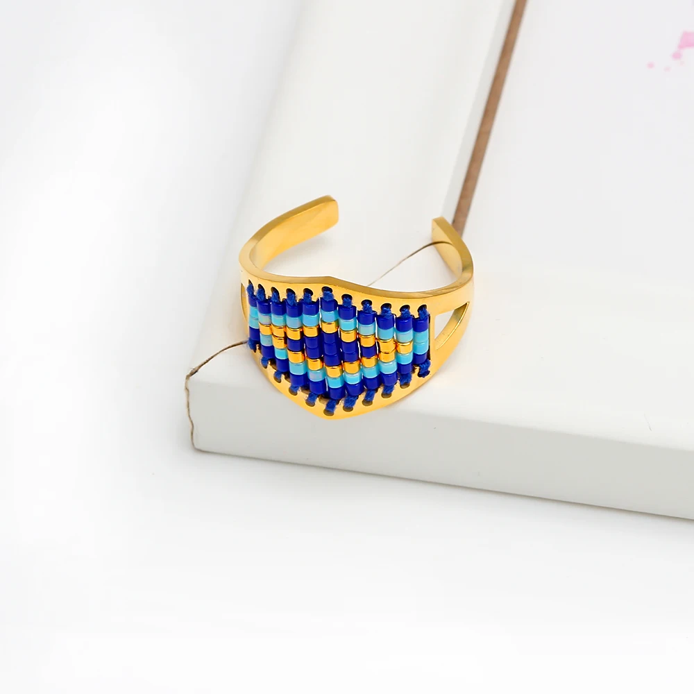 MEIBEADS 1 шт. бисер Miyuki Открытое кольцо для женщин Hand Mujer ручной работы геометрический узор мужские ювелирные изделия Женское кольцо подарок