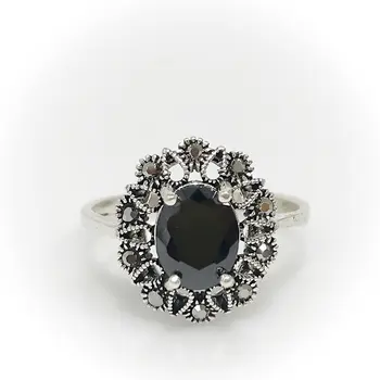 

Marcasite Black Onyx sterling Silver Authentic Ring