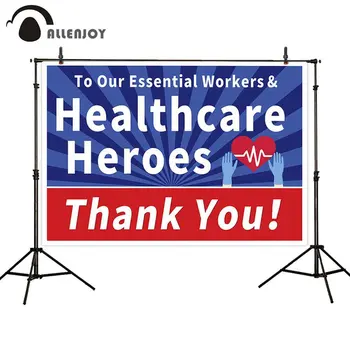 

Allenjoy Healthcare Heroes banner backdrop Workers Yard Sign Thank You Essential Employees and First Responders photo background