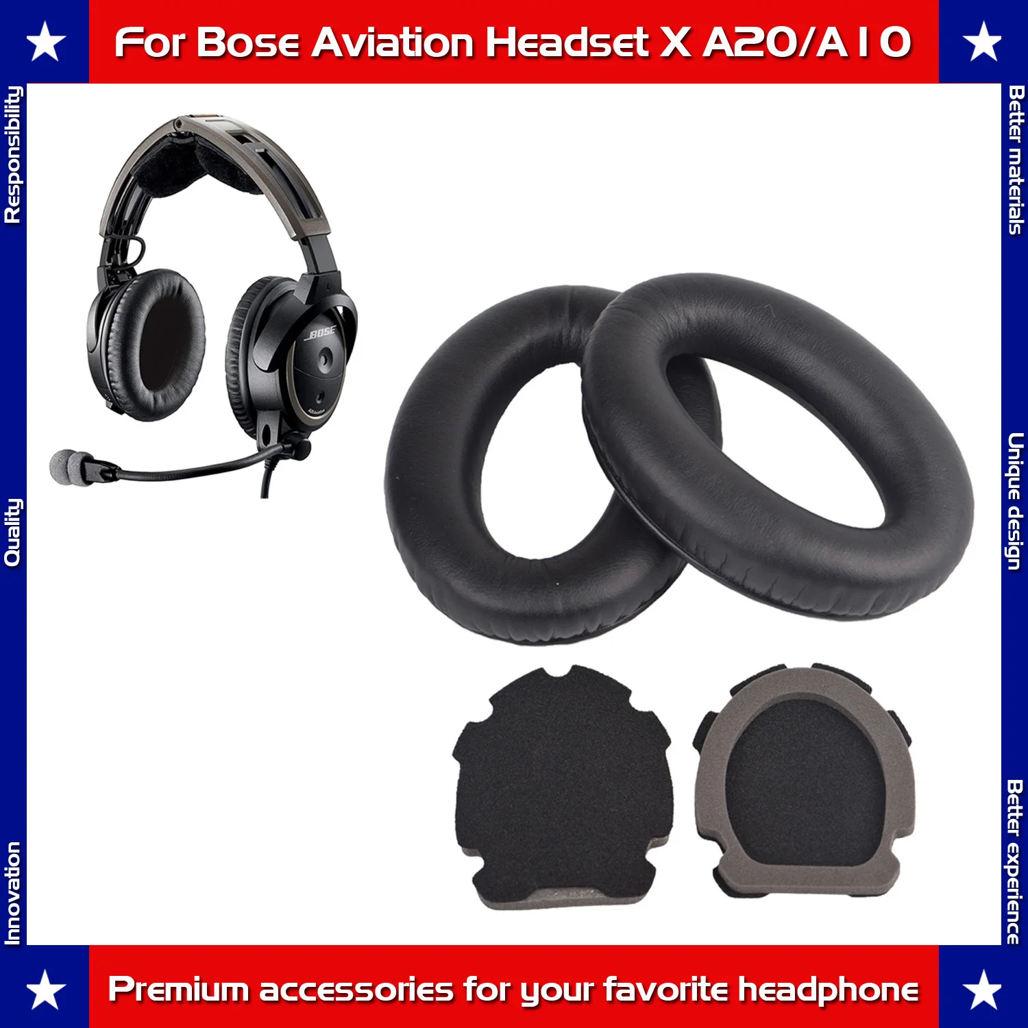Cuscinetti Auricolari Di Ricambio Carberon Cuscinetti Auricolari Per Cuffie Bose Aviation X A10 A20 (Nero)