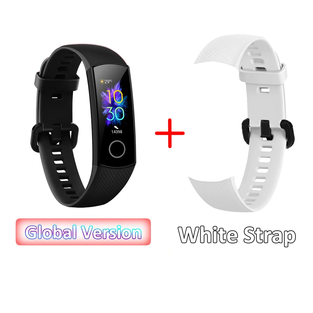 Black with W Strap Глобальная Версия смарт-браслета huawei Honor Band 5 лучше, чем Honor Band 4 BT 4,2 смарт-браслет с функцией сердечного ритма водонепроницаемые Смарт-часы - Цвет: Black with W Strap