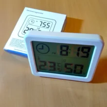 Termómetro multifunción higrómetro, Monitor electrónico automático de temperatura y humedad, reloj con pantalla LCD grande de 3,2 pulgadas