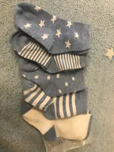 Calcetines de algodón suave para niños de 0 a 6 años, 5 par/lote, Linda y cálida caricatura, a rayas, de moda, para escuela, Otoño e Invierno