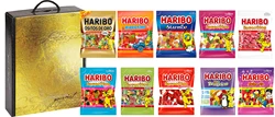 Caja Regalo de Gominolas Haribo Surtidas, Caja Selección con 10 Paquetes de Gominolas Especial Regalo Cumpleaños, Aniversario