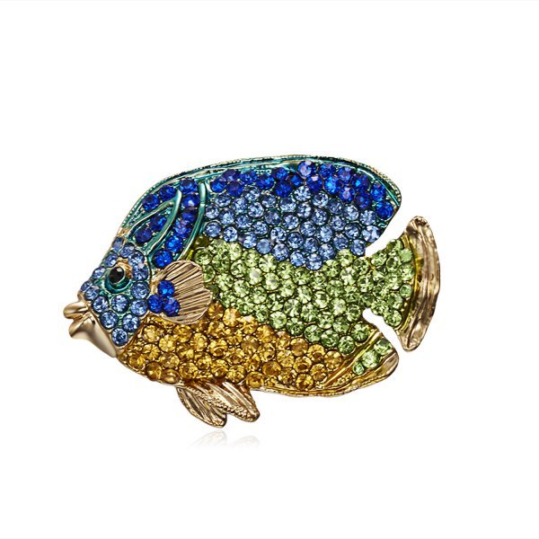 Gold Fish Brooches For Women Cute Sea Snail Aquatic Animal Rhinestone Design Brooch Lapel Pin  Jewelry Gifts Accessories