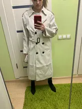 Gabardina larga con doble botonadura para mujer, abrigo ajustado con cinturón, ropa de primavera otoño