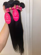 Beaufox-extensiones de pelo ondulado brasileño, extensiones de cabello humano liso, Natural/negro azabache, Remy, 1/3/4 unidades, 8-30 pulgadas