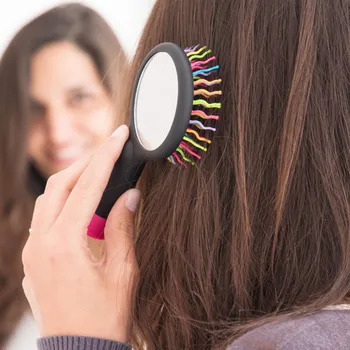 

Rainbow Hair Brush with Mirror