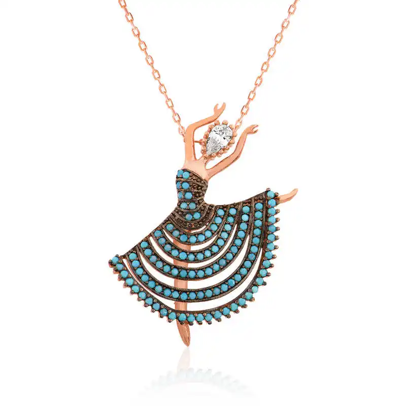 

Armagano 100% 925 Sterling Silver Blue Ballerina Women Necklace Quality and Original Women Amulets