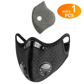 

Washable KN95 Face Mask With Filter Carbon PM 2.5 Protection Anti Pollution Dustproof Sports Mask Running Cycling face mask