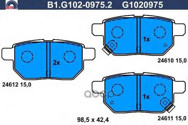 Рем. Комплект Тормозных Колодок Galfer B1g10209752 GALFER арт. B1G10209752
