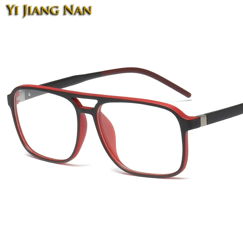 Плоские квадратные мужские очки, оправа, очки TR90, винтажные очки Armacao Oculos De Grau, прозрачные линзы, очки, оптические очки - Цвет оправы: Black with Red
