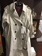 Gabardina larga con doble botonadura para mujer, abrigo ajustado con cinturón, ropa de primavera otoño