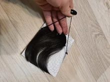 XINRAN-flequillo postizo de pelo sintético, extensión de cabello con Clip, flequillo de aire, negro y marrón