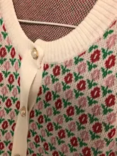 Woherb-suéteres de moda para mujer, suéter corto Floral, Tops finos, cárdigan de punto Vintage holgado, botonadura única, ropa coreana