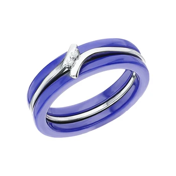 

Silver ring with ceramics and cubic zirconia sunlight sample 925