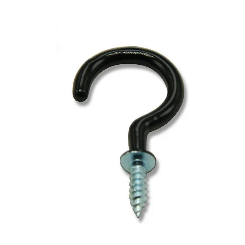 

25pcs 1 1/4" Vinyl Coated Hooks Cup Hooks Round End Screw Hooks Self-tapping Screws Hooks Question Mark Shape Hooks