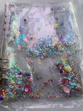 Funda para cuaderno con lentejuelas brillantes A5/A6, carpeta de archivos transparente de 6 anillos, carpeta de anillas de hojas sueltas, suministros de papelería Kawaii