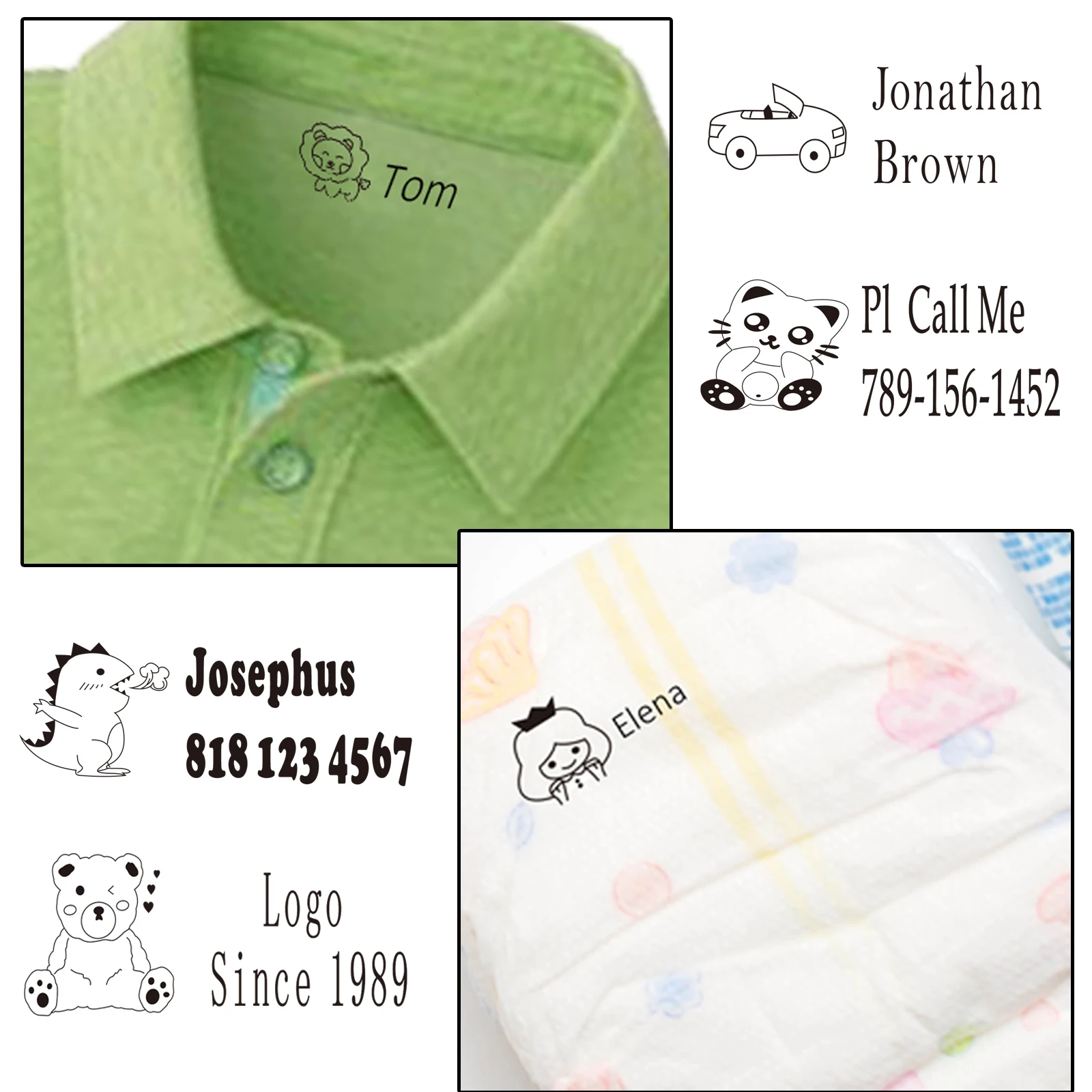 Custom Name Stamp For Baby Children\'s Teacher Clothing Cute DIY Personalized Name Seal Stamps for Clothes Daycare Kindergarten b