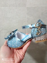 Disney-sandalias de princesa Frozen 2 para niñas, zapatos de cristal, tacón alto, pasarela, espectáculo