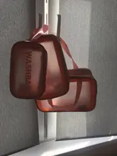 FUDEAM-bolsa de viaje de PU para mujer, neceser de PVC impermeable, transparente, portátil, para maquillaje