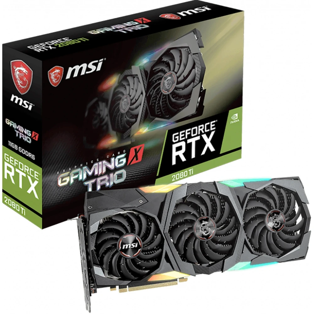 Видеокарта MSI Gaming nVidia GeForce RTX 2080 Ti 1755MHz 11264MB 14000MHz 352 bit RTL [RTX 2080 Ti GAMING X TRIO]