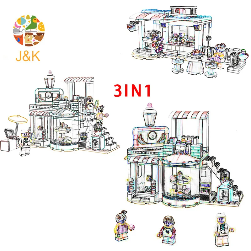 

31077 410pcs The 3-in-1 Modular Sweet Surprises Model Building Block Educational DIY Toy For Children Gift 11052
