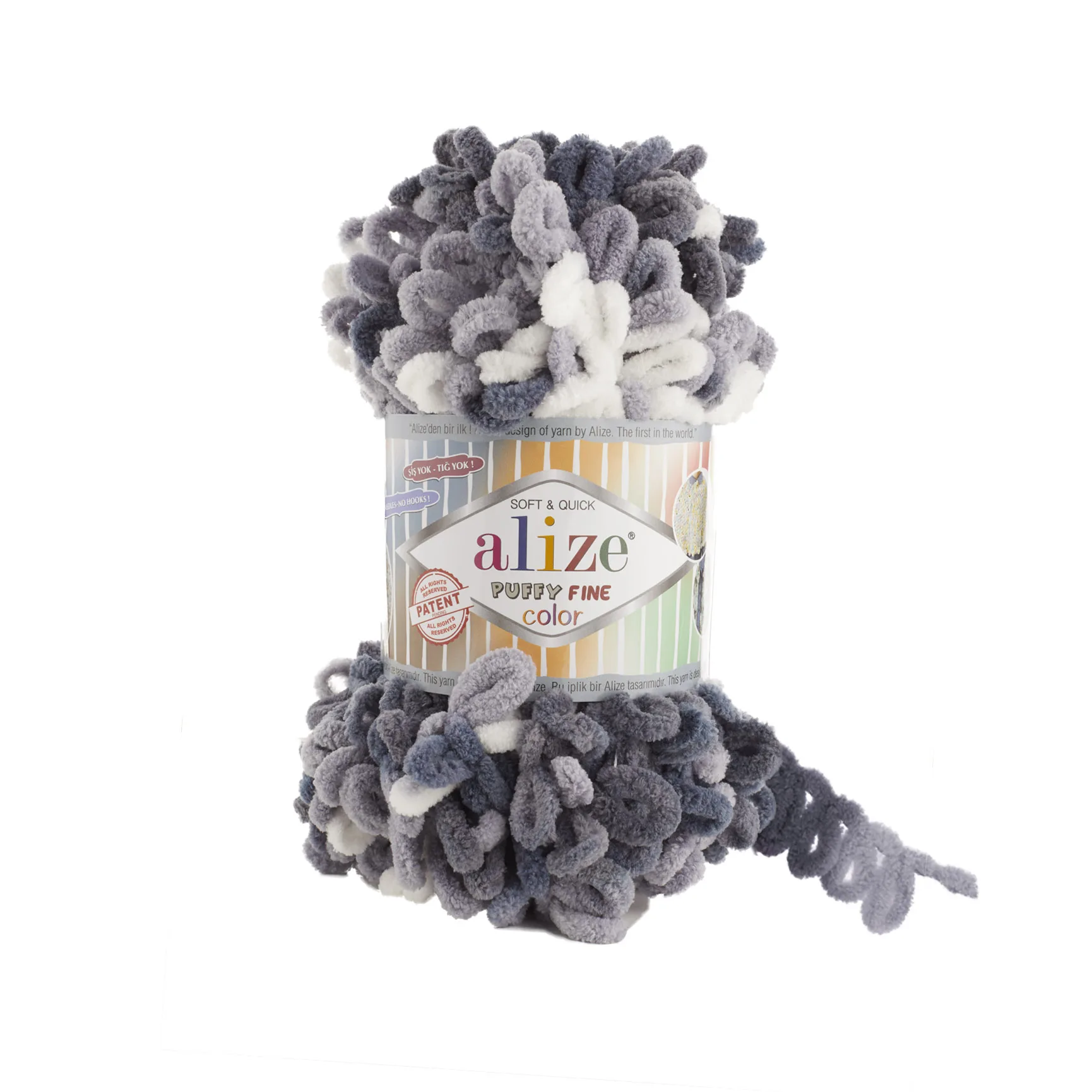 Alize PUFFY FINE COLOR 100GR YARN %100 MICROPOLYESTER NO NEEDLES NO HOOK  COLLECTION BLANKET FINGER CROCHET KNITTING