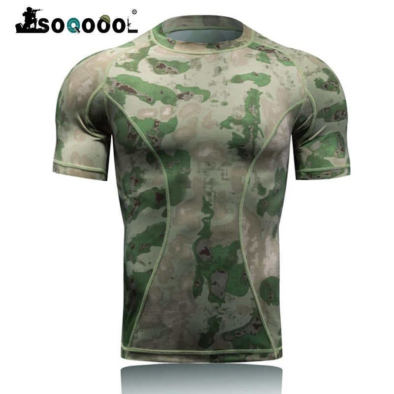 

Soqoool Military Tactical Short Sleeve Combat T Shirts Men Camo Quick Dry Outdoor Sport Hiking Hunting Army Tee Shirts