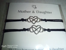 Pulseras de corazón infinito para madre e hija, pulsera de cuerda ajustable, joyería de moda para mujer y niña, envío directo