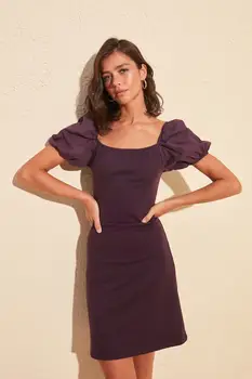 

Trendyol Balloon Sleeve Poplin Detailed Knit Dress TWOSS20EL1723