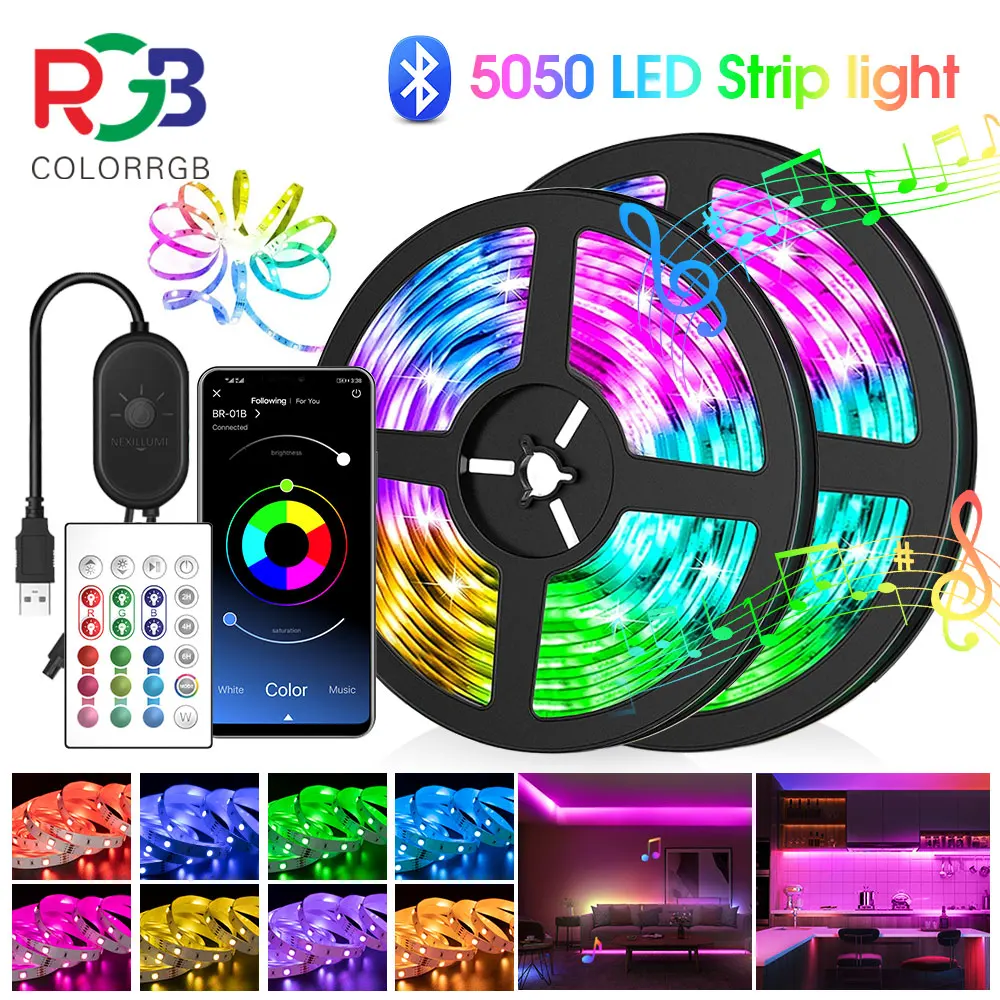 ColorRGB, LED Streifen Lichter, Musik Sync Farbwechsel RGB LED Streifen  Bluetooth, 16millon farbe, USB powered ,LED Licht| | - AliExpress