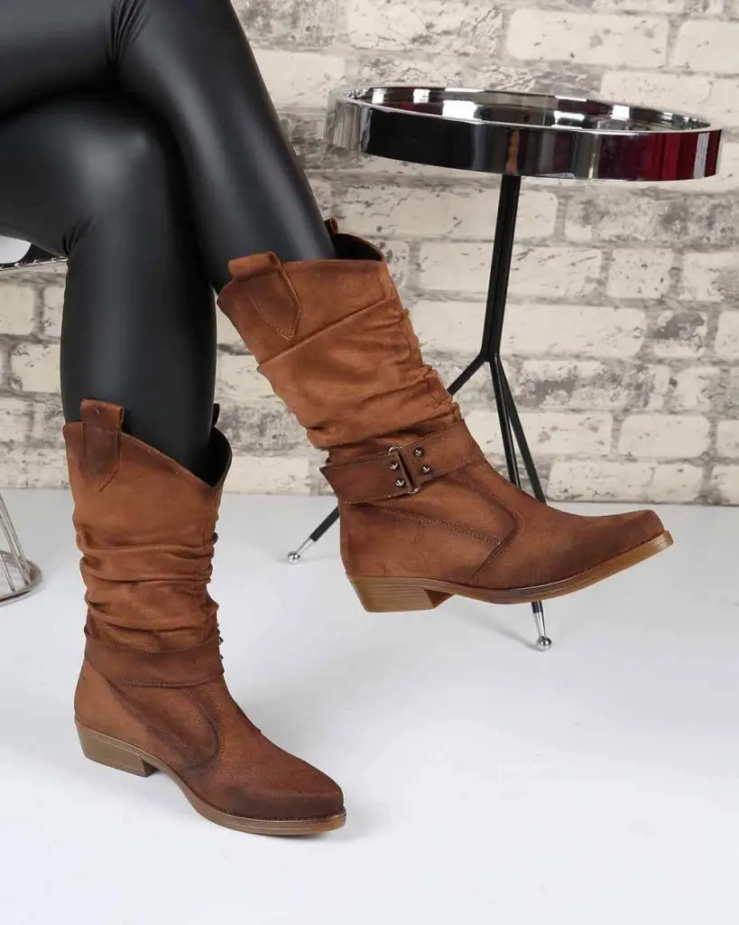 

Mosimoso Women's Ankle Height Boot Baldwin Taba Suede Belt Cowboy Women Boots