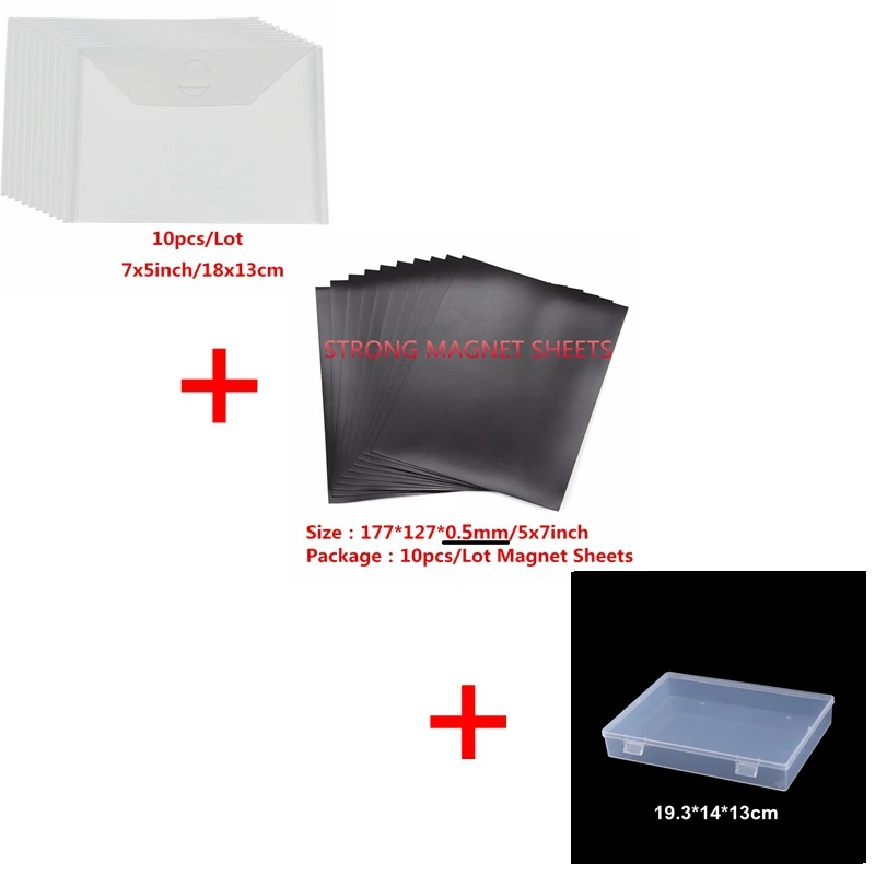 10pcs/set 0.3mm Magnetic Sheets & Plastic Folder Bags For Storage