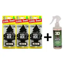 Маленькие ДЕРЕВЬЯ Черный лед освежитель автомобиля x 3+ 3D запах автомобиля