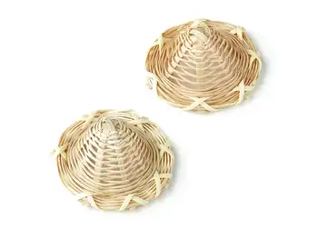

Handwoven Rattan Earring - Hat Shape Rattan Pendant - Wooden Straw Earring - Jewelry making - 2pcs/lot - 41.6x41.6x18mm - RT1105