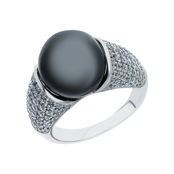 

Silver ring with imitation pearls and cubic zirconia sunlight sample 925