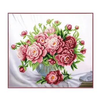 

B-751 set for embroidery with beads "'Pink piony', 37*32 cm