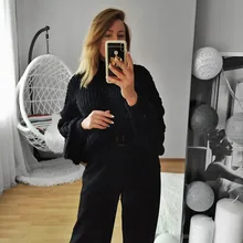 Oversized Sweater Pull-Jumpers Twist-Lantern-Sleeve Women Turtleneck High-Quality European