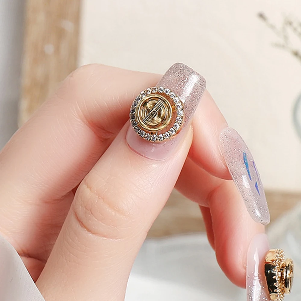 1pc 스핀 회전 달러 기호 네일 매력 바람개비 네일 아트 장식 회전 라인 석 3D Fidget Spinner Nails Charm KD2