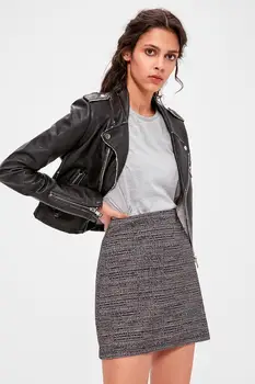 

Trendyol Gray Textured Knit Skirt TWOAW20ET0264