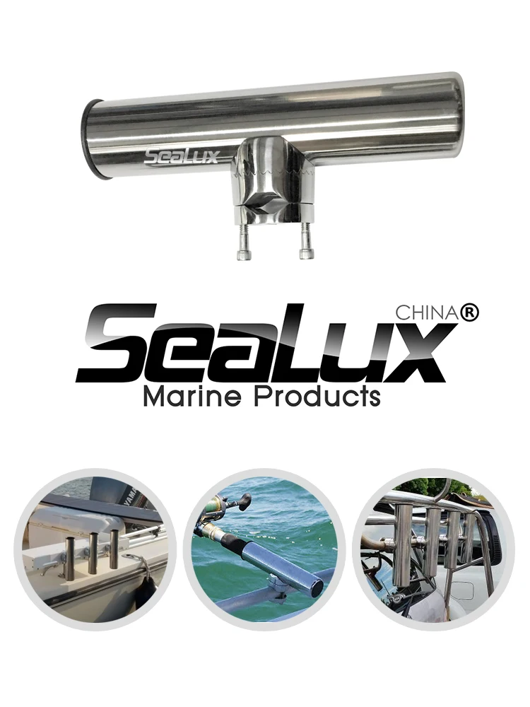 Sealux Angelrutenhalter aus Edelstahl in Marinequalität, abnehmbare Klemme, Rohr, Deckmontage, Yacht, Fischerboot – Detail 1