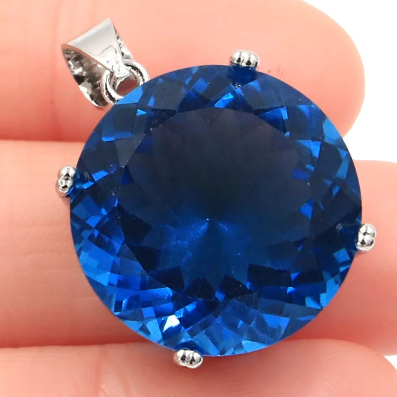 Женский серебряный кулон Большой Круглый драгоценный камень 20 мм 30x20 2019|Подвески|